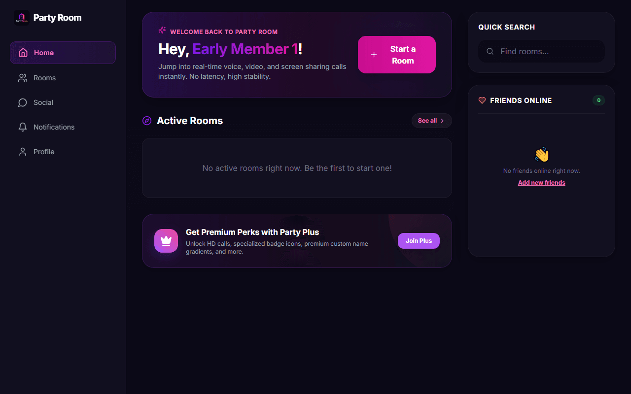 Party Room home screen