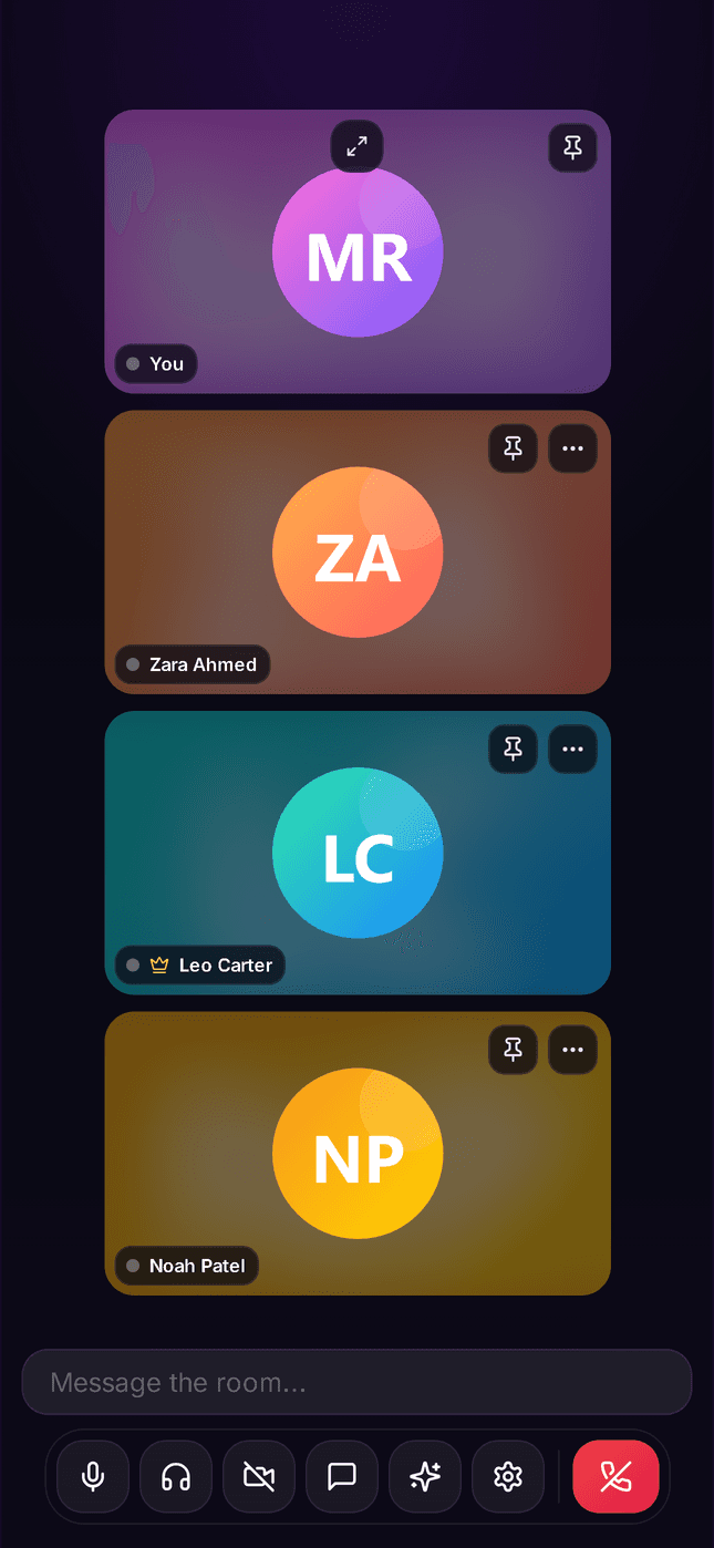 Party Room mobile app screen